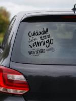 Pegatina Cuidado Amigo Viaja Dentro