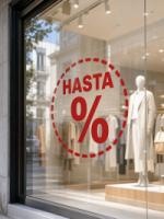 Rótulos rebajas hasta porcentaje circulo