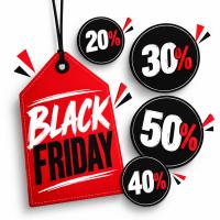 Vinilo Black Friday con porcentajes de descuento