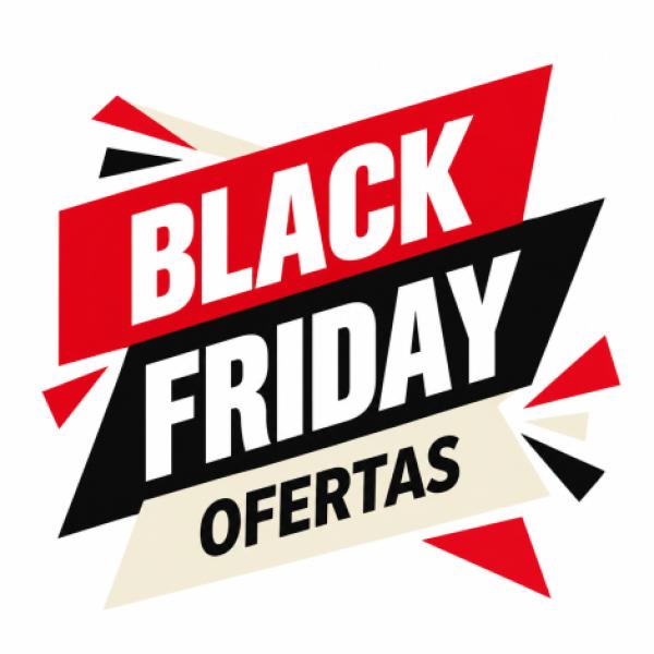 Vinilo Black Friday de ofertas en rojo y negro