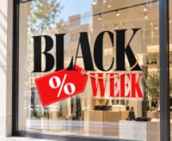 Vinilo Black Week con etiqueta roja de descuento