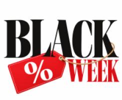 Vinilo Black Week con etiqueta roja de descuento