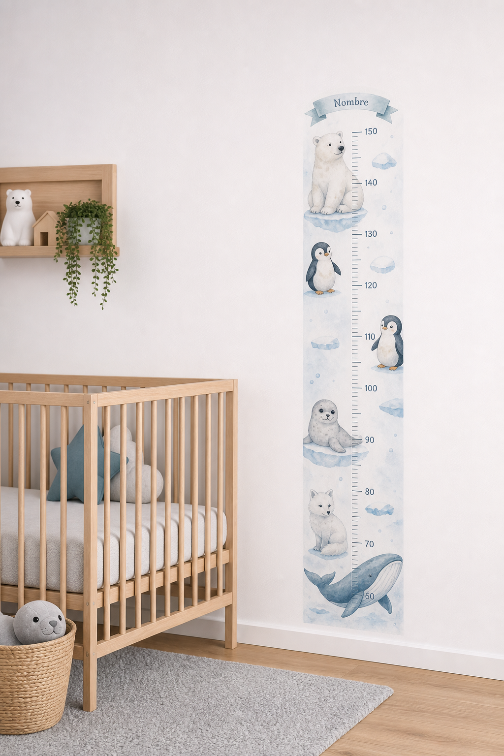Vinilo Medidor Animales Polares en Acuarela (personalizable)