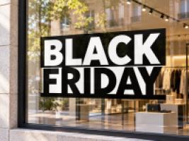 Vinilo Oferta Black Friday en blanco y negro
