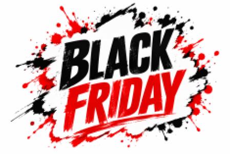 Vinilo Oferta Black Friday en rojo y negro con brochazos