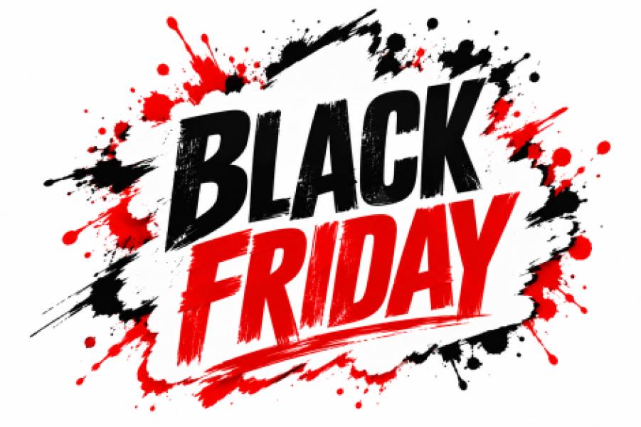 Vinilo Oferta Black Friday en rojo y negro con brochazos