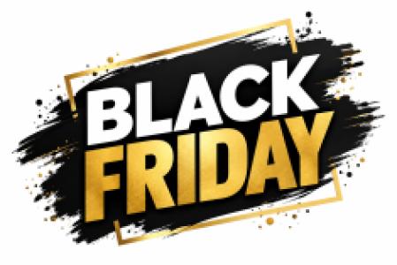 Vinilo Promoción Black Friday negro y dorado
