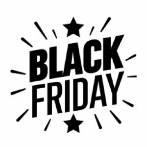 Vinilo Sello Black Friday negro con estrellas