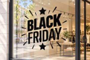 Vinilo Sello Black Friday negro con estrellas