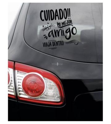 Pegatina Cuidado Amigo Viaja Dentro